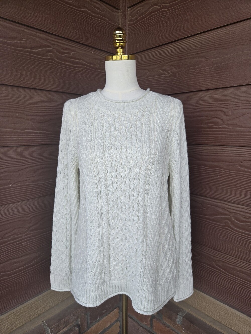 Christopher & Banks Cream Metallic Knit Sweater Women’s Medium